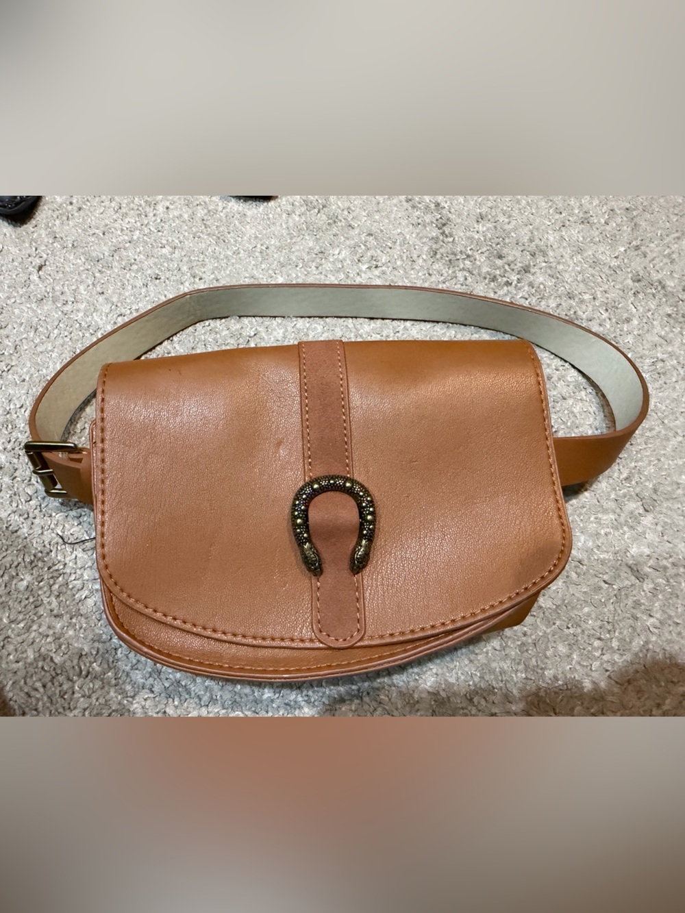 Belt Bag in Tan with Decorative Horseshoe Hardware